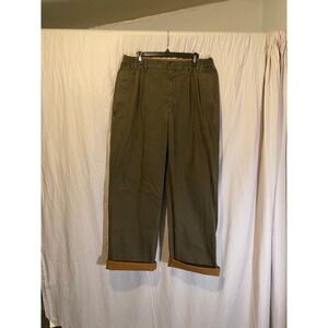 thisisneverthat Pleated Canvas Trousers Olive Green Straight Leg Pants